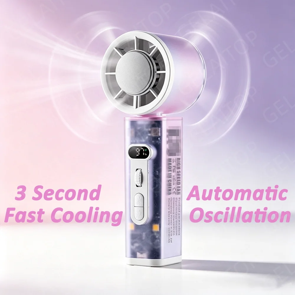 Outdoor Usb Power Bank - 2026 Portable Handheld Fan Auto Oscillation