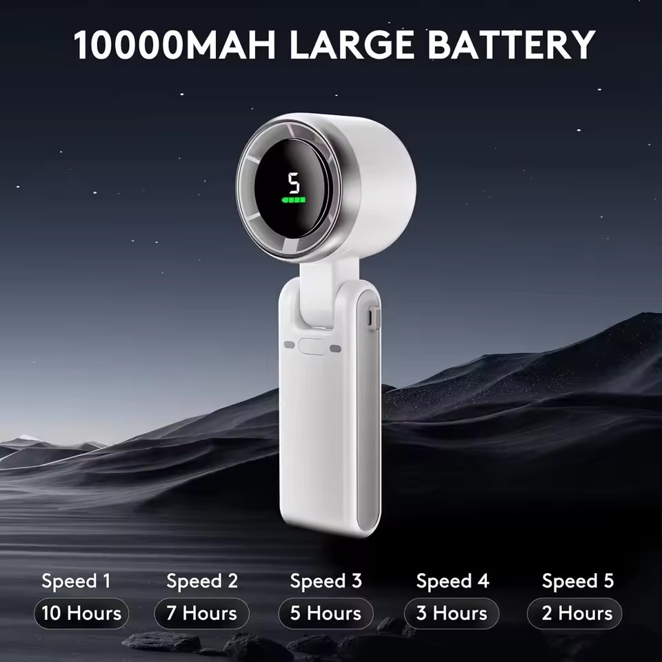 10000mAh Mini Hanging Neck Fan - Outdoor Power With Timer recension och pris