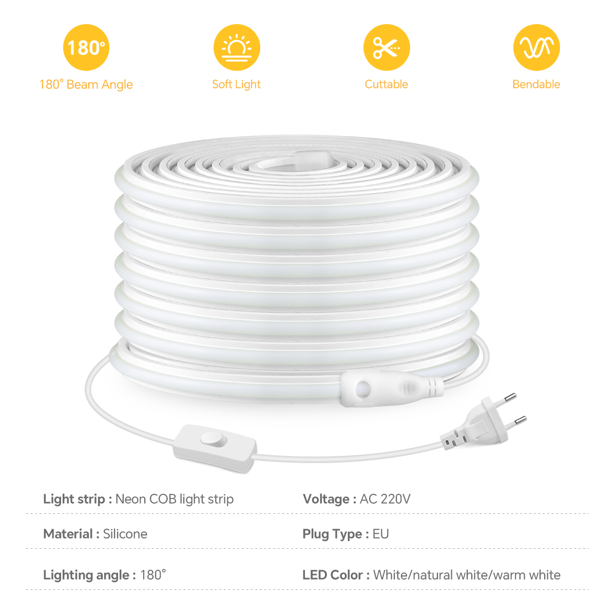 220V COB Led Strip High Densit - Outdoor Power Strip Weatherproof recension och pris