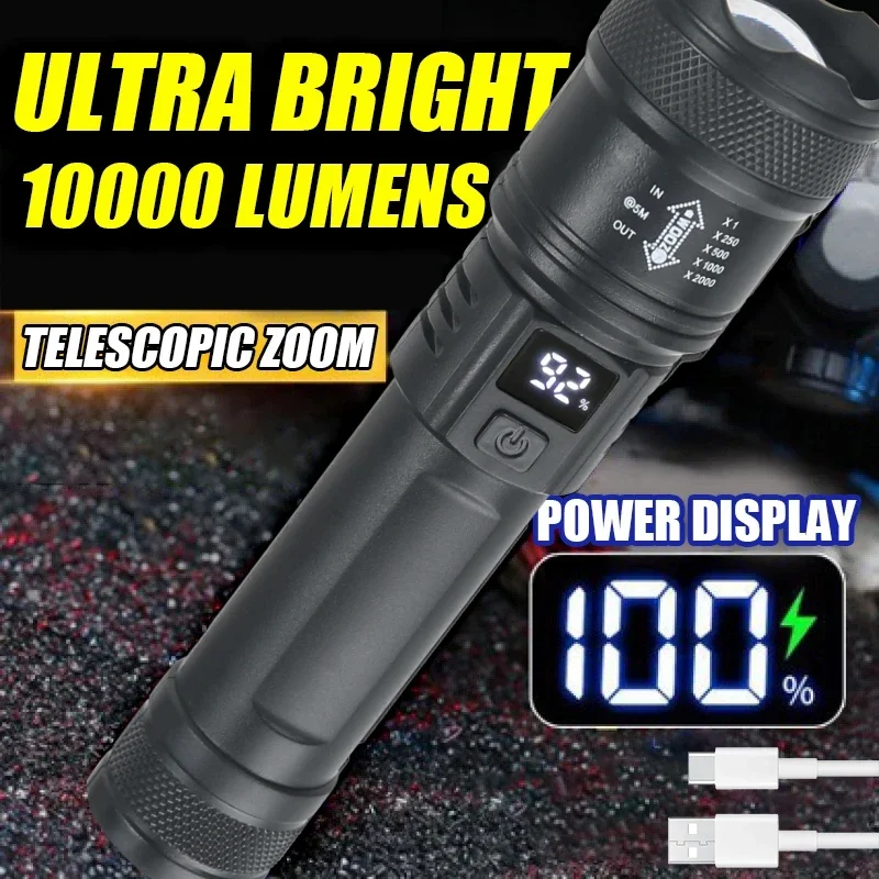 9900LM Powerful LED Flashlight - Outdoor Usb Power Bank recension och pris