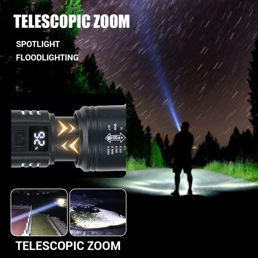9900LM Powerful LED Flashlight - Outdoor Usb Power Bank recension och pris