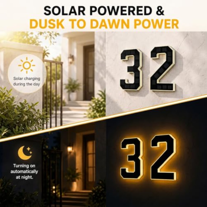 Solar Powered LED House Number - Outdoor Power Number recension och pris