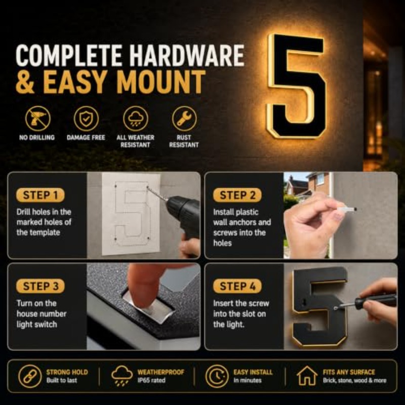 Solar Powered LED House Number - Outdoor Power Number recension och pris