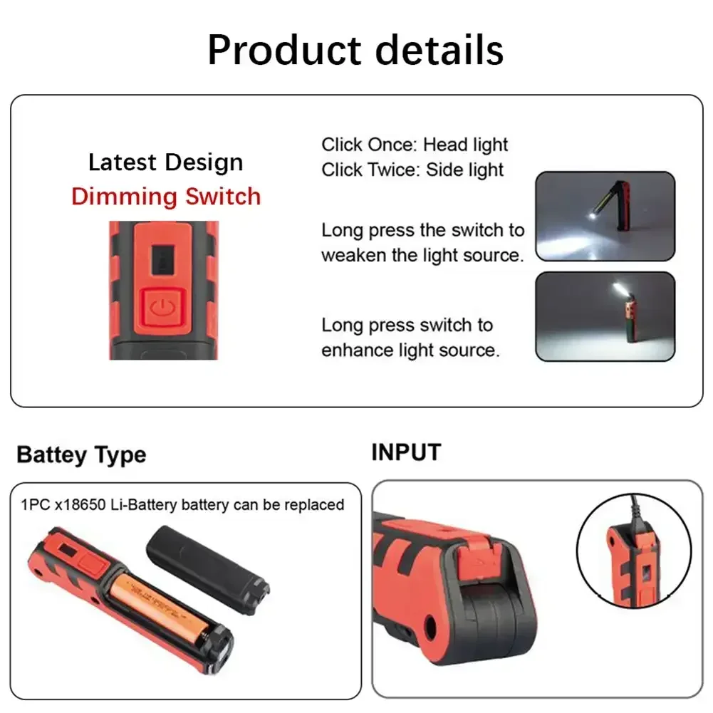 Dimmable COB LED Work Light US - Outdoor Usb Power Bank recension och pris