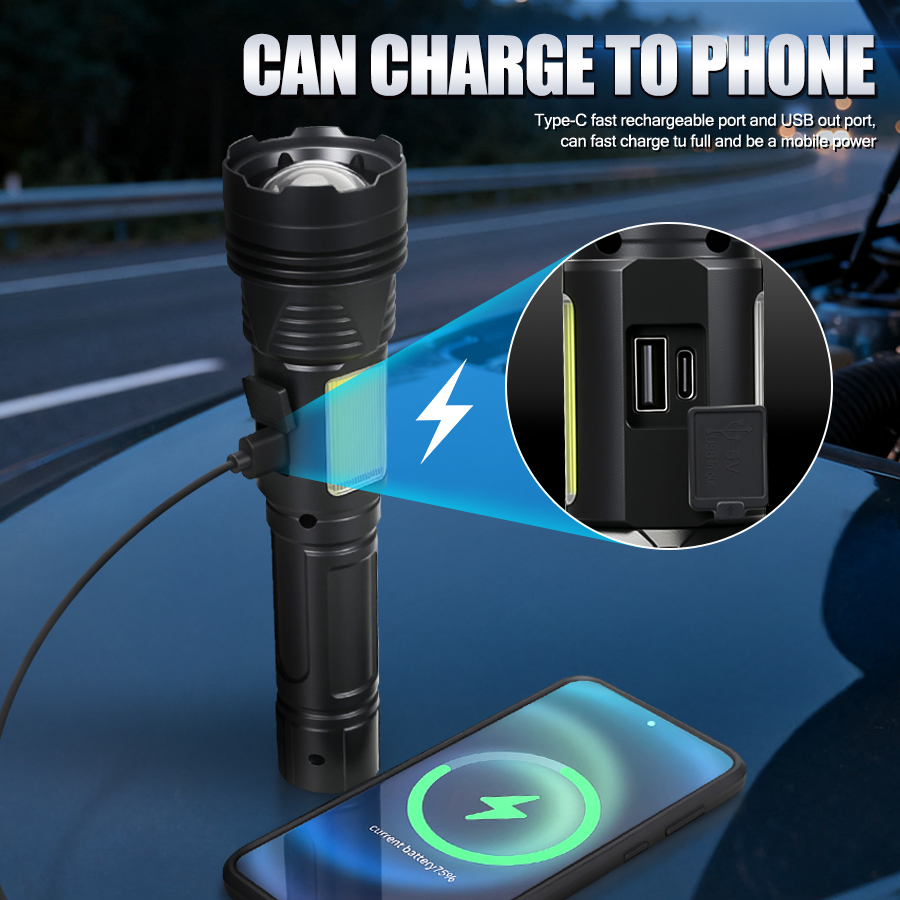Powerful LED Handheld Flashlig - Outdoor Usb Power Bank recension och pris